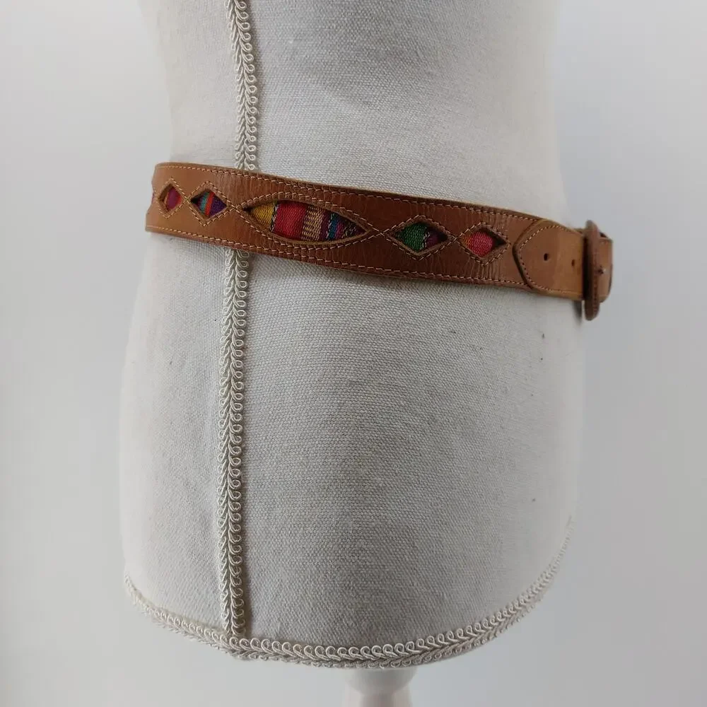 Women's Hand Woven Guatemalan Leather Belt Size Medium